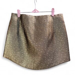 NWT Zara Metallic Gold Jacquard Mini Skirt